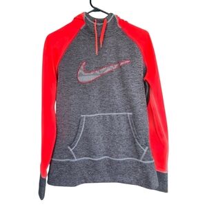 Nike Therma Fit Swoosh Training Pullover Hoodie Women's Medium Neon Pink Gray